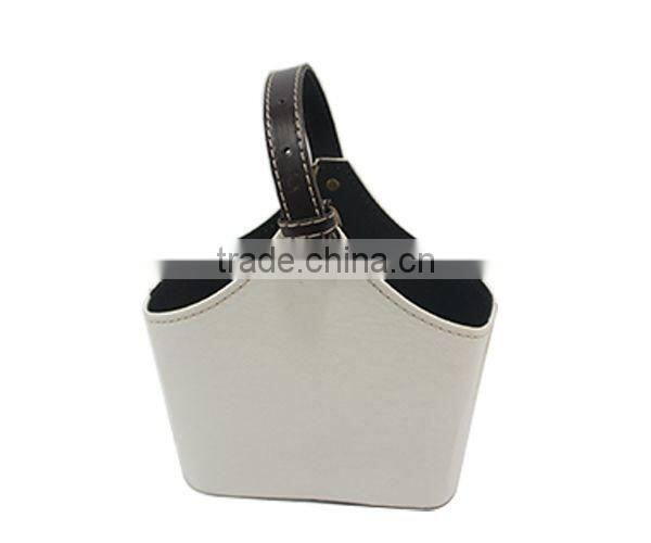 Faux Leather Magazine Basket Storage Basket, White