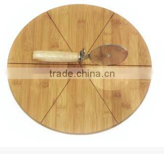 pizza cutting board, round pizza cutting board, round bamboo cutting board with handle