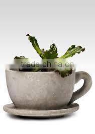 Square Lightweight Cement Planter with Saucer for Flower and Garden Planters from Viet Nam