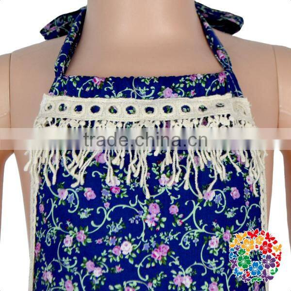 New Design Infant Baby Summer Tassel Halter Maize Floral Baby Romper