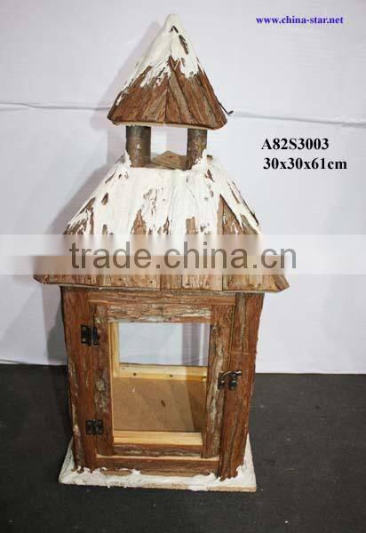 antique wooden lantern with door