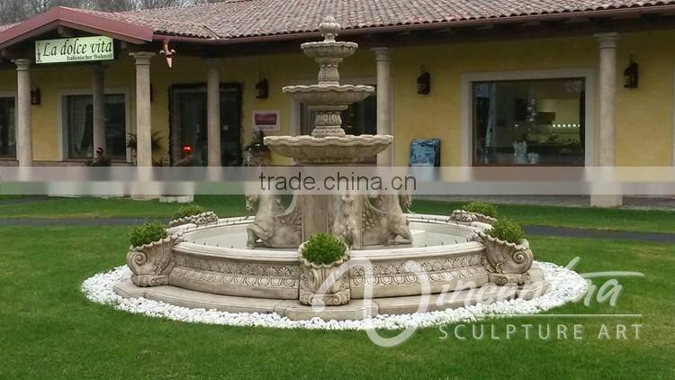 outdoor garden decoration stone carving marble horse water fountain