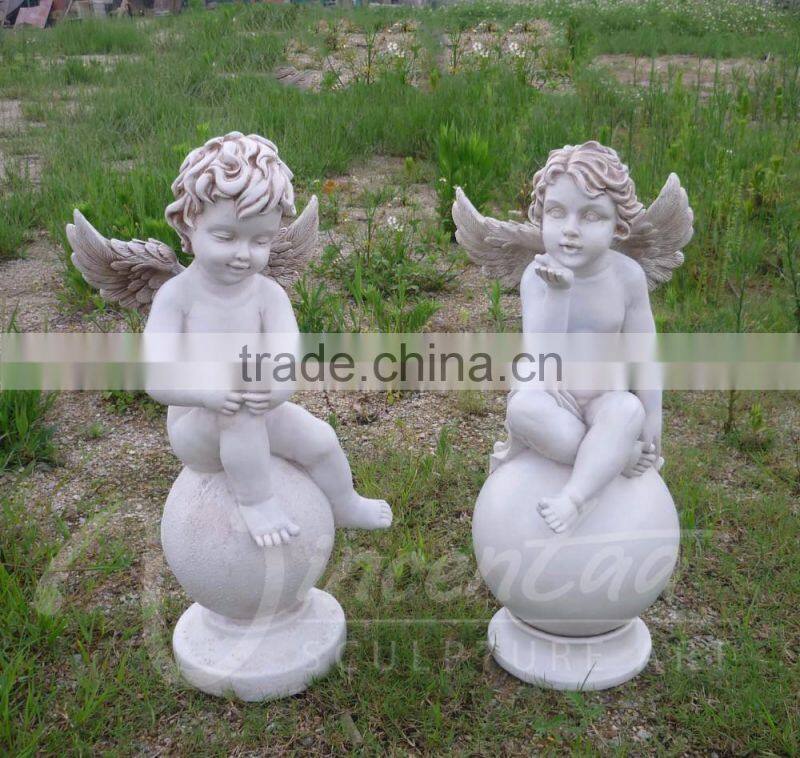 Garden decoration resin crafts life size white little boy angel statue hot sale