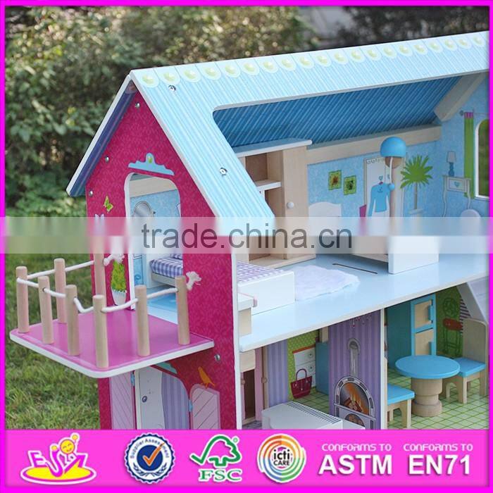 2016 new design home play children toy wooden dolls house miniatures W06A169