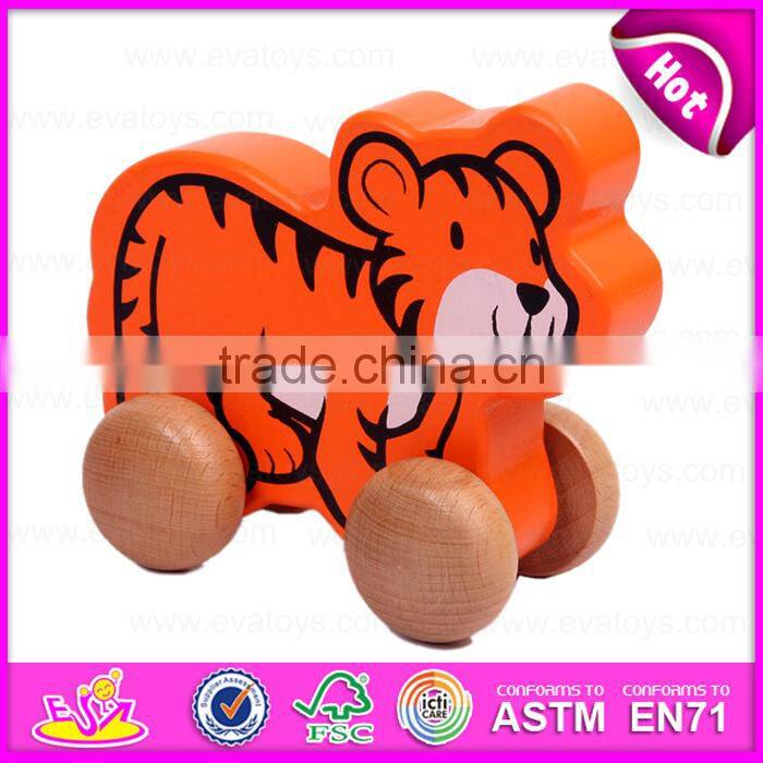 2015 Intelligent toys wooden pull and push toy,New design wooden dragging car toy,Top quality DIY toy wooden moving toy W05B081