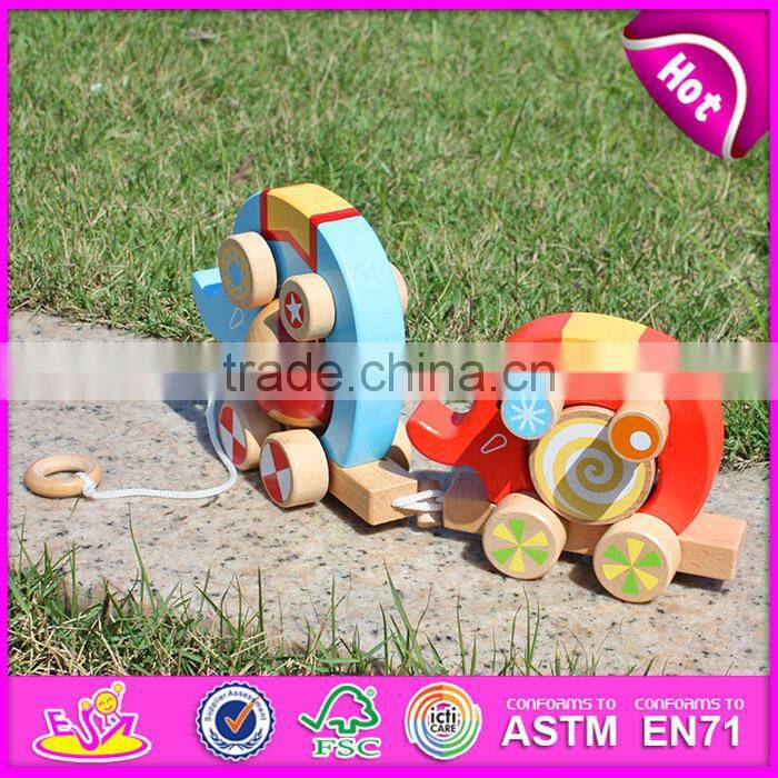 2015 Wooden pulling cart toy with blocks,DIY wooden pull push toy for children,Funny cheap wooden pull toy for baby W05B075-A1