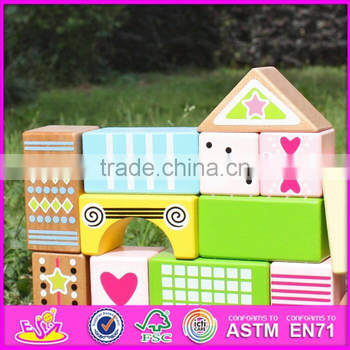 2017 new design 28 pieces educational kids wooden toy building blocks W13A120