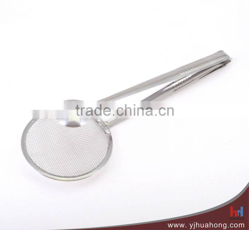 Stainless steel tempura tongs/frying tongs with strainer