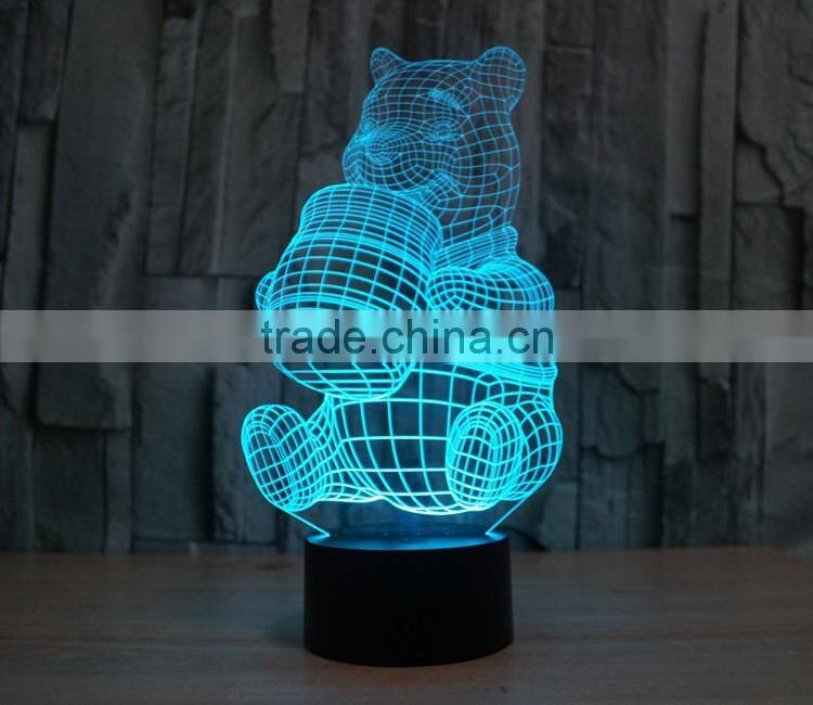 2016 creative colorful touch panel round base colorful USB 3D night light decoration light for Christmas gift