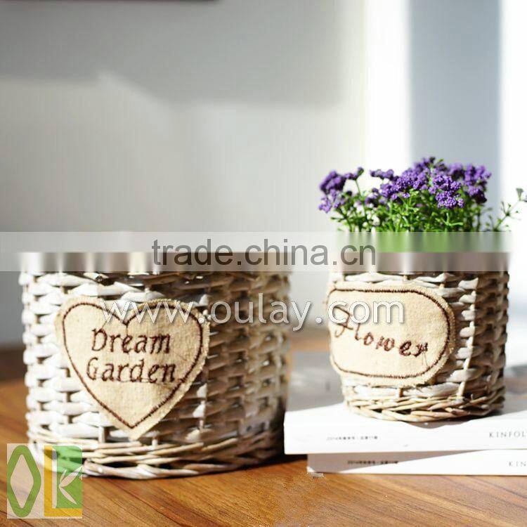 Handmade decorative metal wicker baskets for flowers