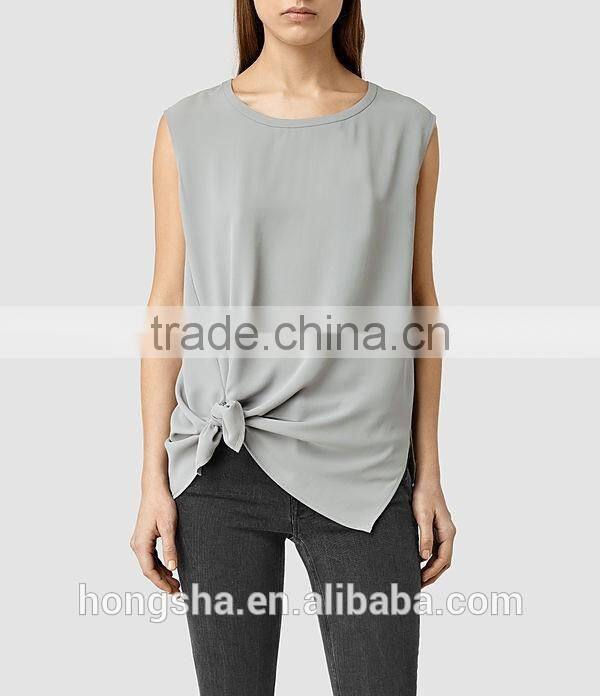 2016 Fashion Lightweight Knot Hemline Sleeveless Tank Top HST8036