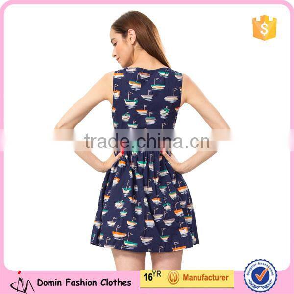 New Fashion Sleeveless Ladies Cotton Print Dresses
