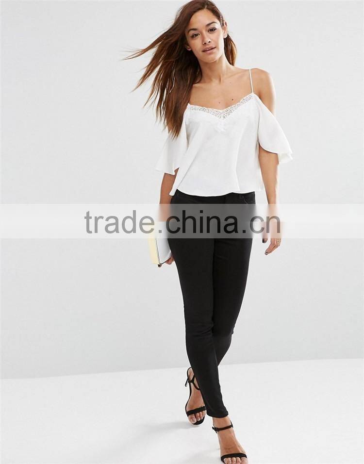 Girls Sexy Korea Top Lace Trim Tops For Women 2016