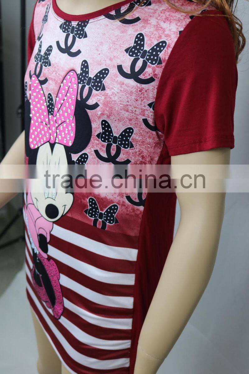 Fashion design Printing And Hot Drilling Milk Silk lady's blouse