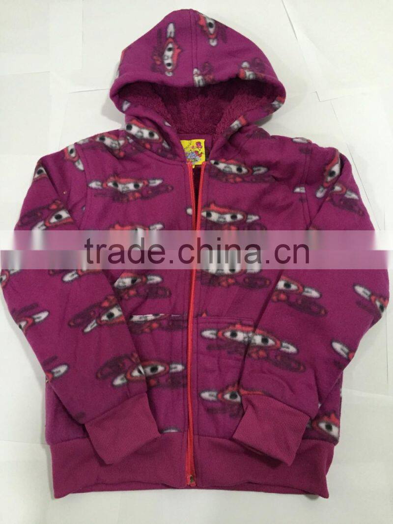 OEM service winter fleece children cartoon hoodies coat