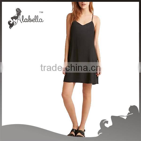 Wholesale dress women simple dress sleeveless dress 100%polyester