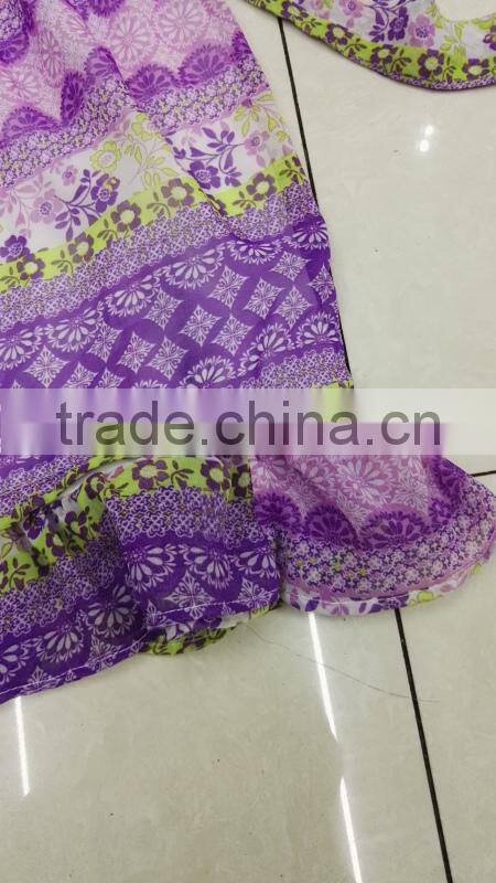 Yiwu stocks lots girl's colorful fashion printed dress