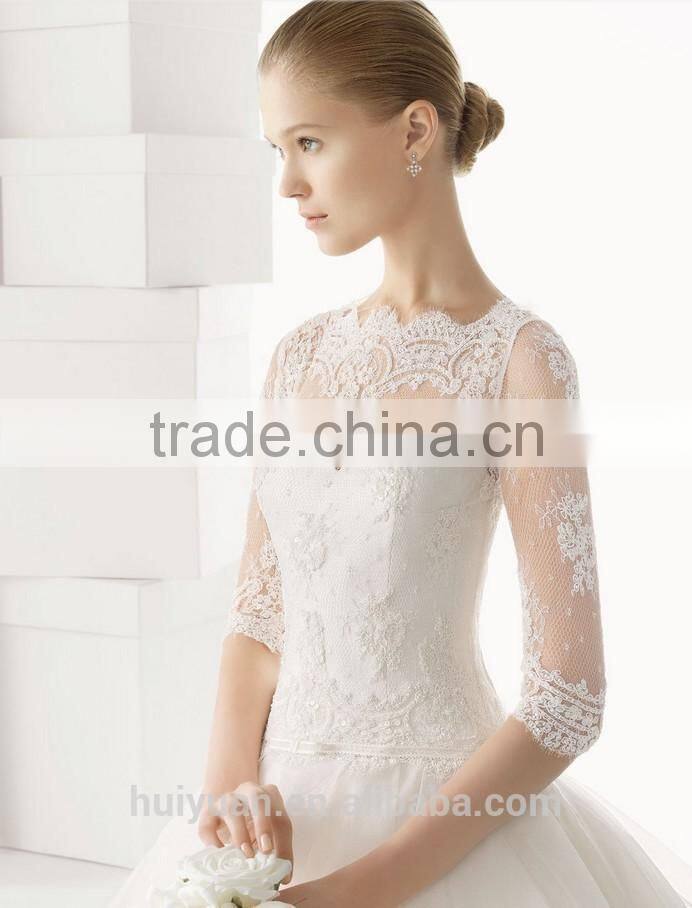 new design long sleeve lace muslim bridal wedding dress 2015