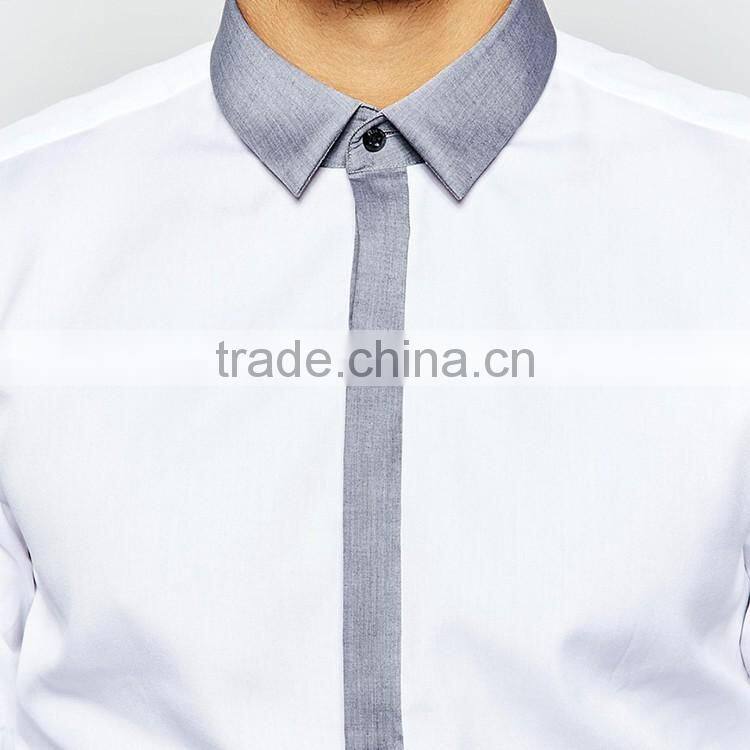 Wholesale Custom Shirt Smart Shirt with Contrast Placket Slim Fit
