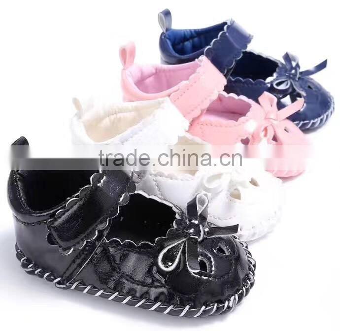 2017cute baby pre-walker leather solid infant shoes