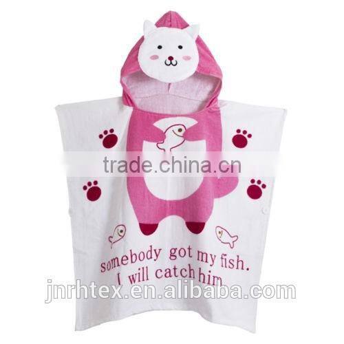 Wholesale cotton cartoon printing kids hooded towels