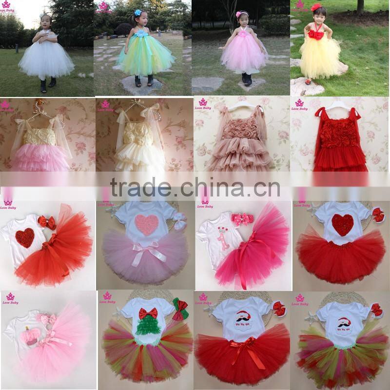 Pure White Tulle Girl Crochet Tutu Dress Beautiful Puffy Baby Dance Dress