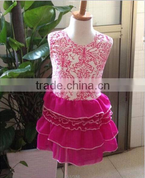 baby dress new designs damask chiffon boutiques baby wavelet with red ruffle sleeveless baby girl birthday dresses