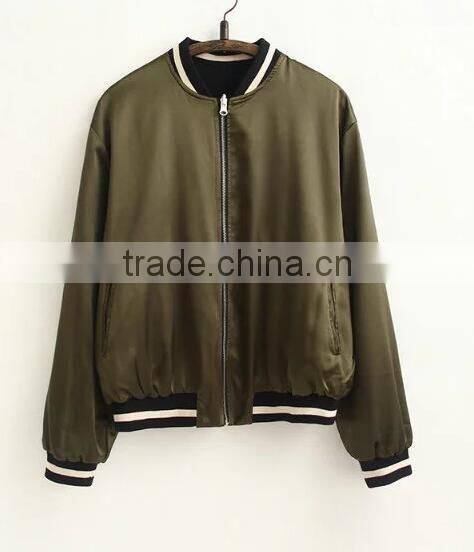 Runwaylover EY1030C Wholesale Fashion Women Solid Color Bomber Cropped 100% Nylon Embroidery Jacket