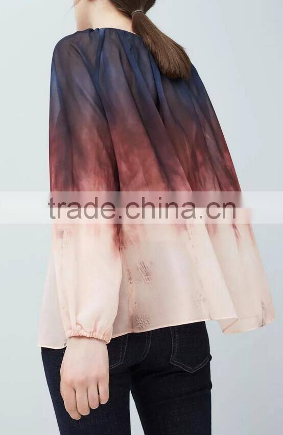 Runwaylover EY2342B Women 2017 Deep V-Neck Fashion Hit Color Blouse