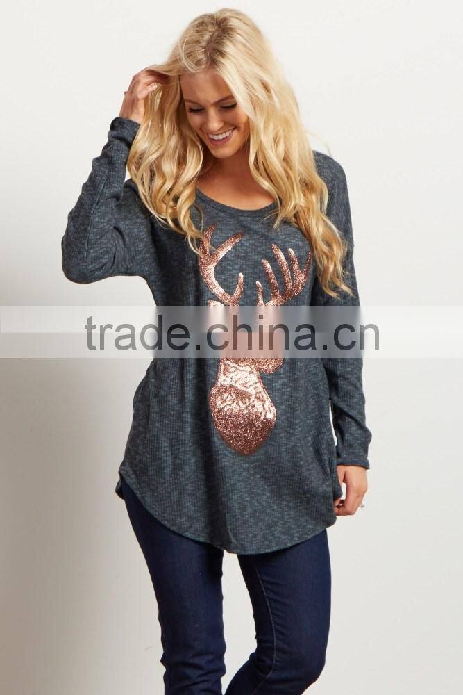 Hot-selling promotional beautiful sequin printing maternity top