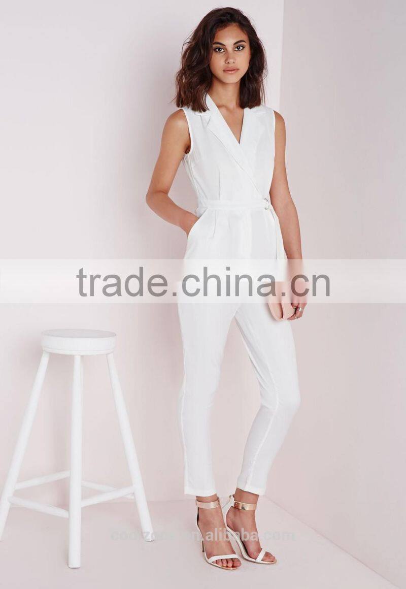 2015 fashion jumpsuit design new style sleeveless wrap jumpsuit