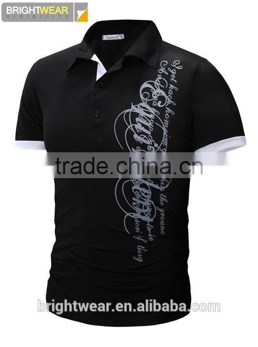 Men's 95%polyester 5%spandex short sleeve polo shirt with printing