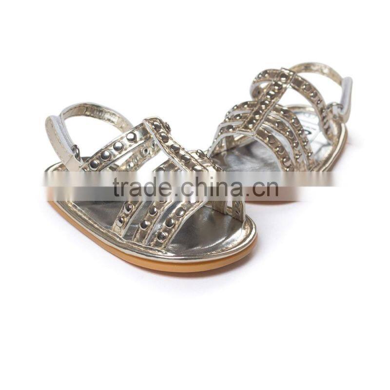 Rivet artificial leather sandals for baby girl, fashion baby sandals