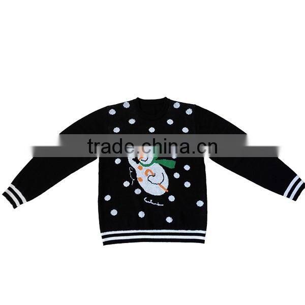 Snowman Pattern Men Pullover Black Ugly Christmas Sweater Design