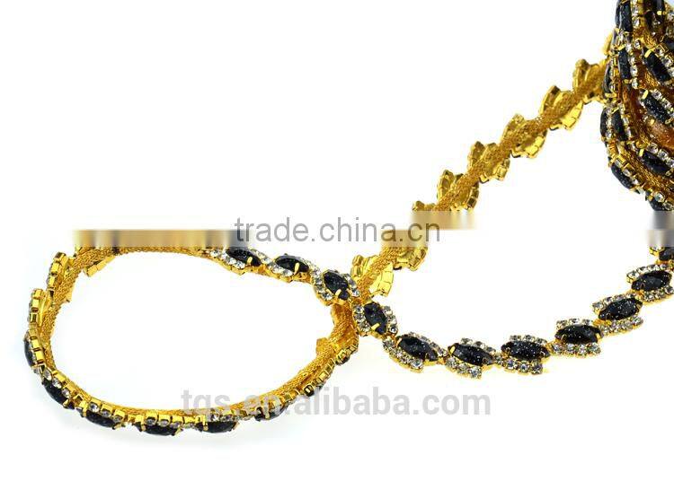 Rhinestone Cup Chain Black Shining String of Rhinestones