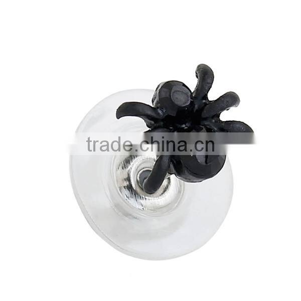 Ear Studs Earrings Halloween Spider Animal Black Rhinestone 8mm x 7mm