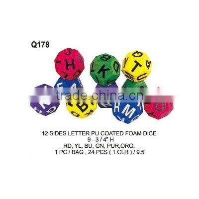 (Q180) 12 SIDES NUMBER PU COATED FOAM DICE
