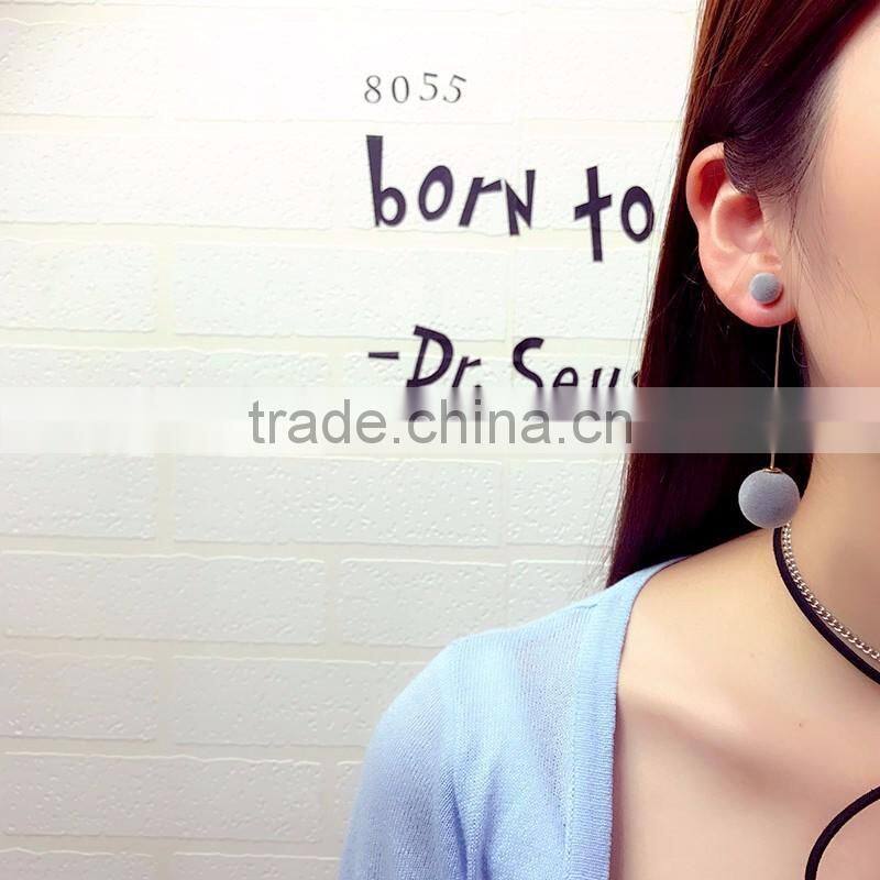 Double Ball Long Drop Dangle Ball Earrings 2017