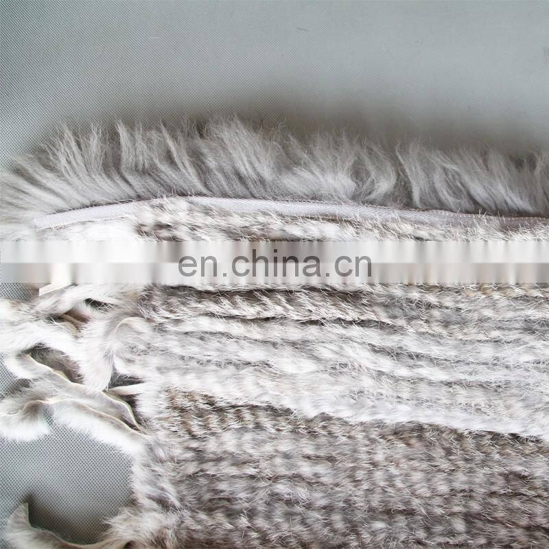 Real rabbit fur knitted weaven pattern fur vest/gilet