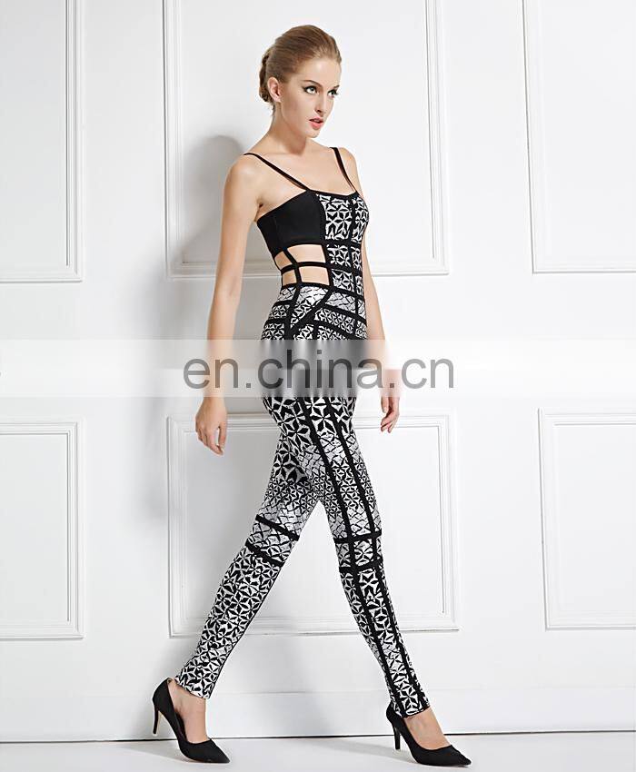 Sexy black adult jumpsuit women summer 2015