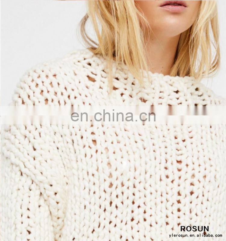 Oversized sweater Tunics for women of long sleeve apricot knit ladies tops with latest chunky handmade design as crochet