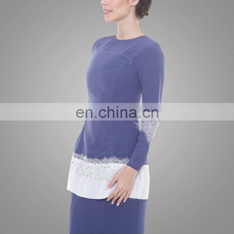 Latest designer lace baju kurung 2017