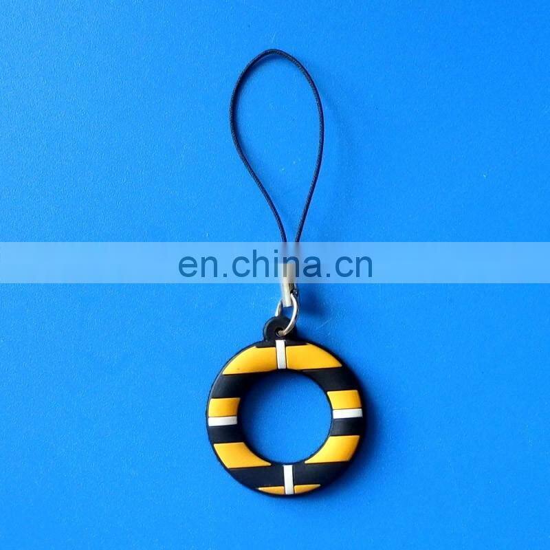 custom cute white bear shaped pvc mobile phone strap