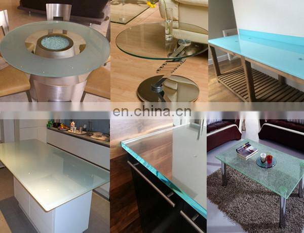 Easy clean factory price 12mm thick tempered glass dining table