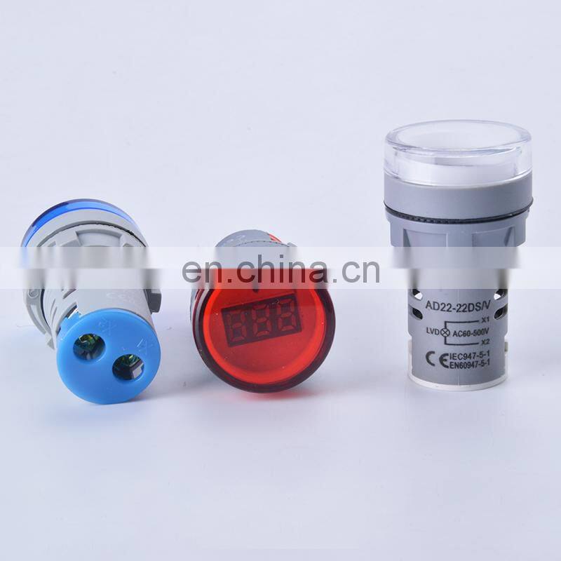 22MM digital AC Voltmeter 60-500V red green yellow blue voltage meter AD16 Digital display Indicator lamp, Mini Single Led Light