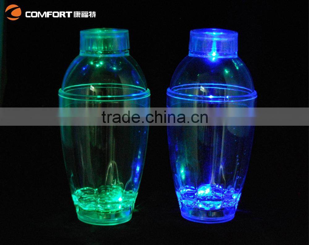clear luminous plastic 750ml colorful cocktail shaker