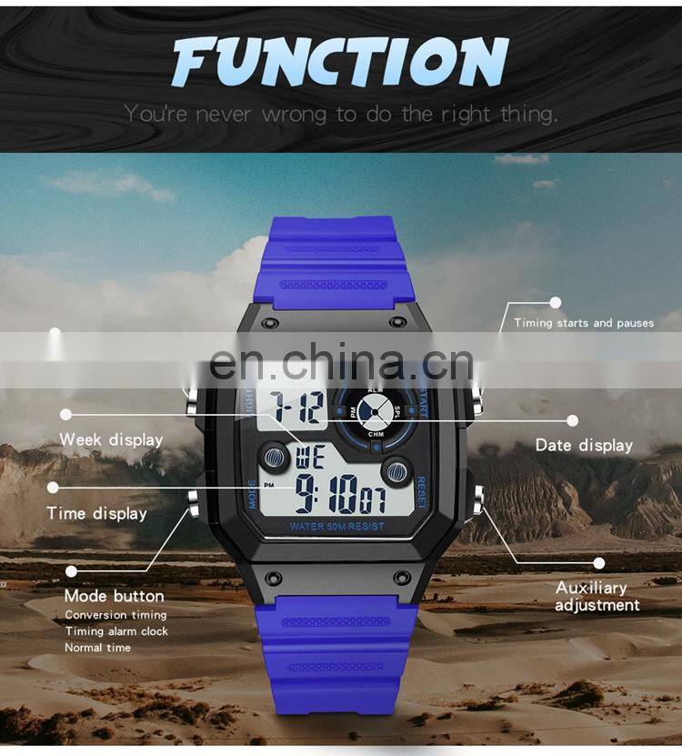 SANDA 418 Latest Men Digital Sport Watches Silicon Watch Band Stopwatch Back Light Time Showed Boys Digital Watch