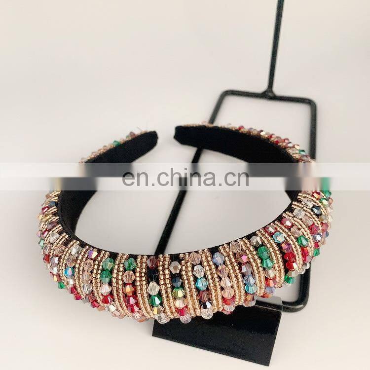 Crystal Headbands Fashion Hair Hoop Bands Bezel Luxurious Rhinestones Sponge Hairbands Women Hair Accessories Headdress