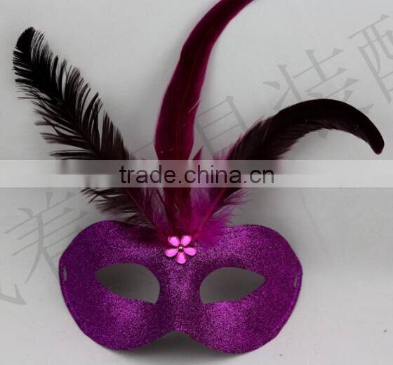 In stock 7colors New Venetian mask beautiful design feather mask purple feather masquerade mask