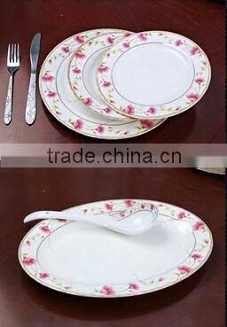 56 pcs white with pink flower dinner set